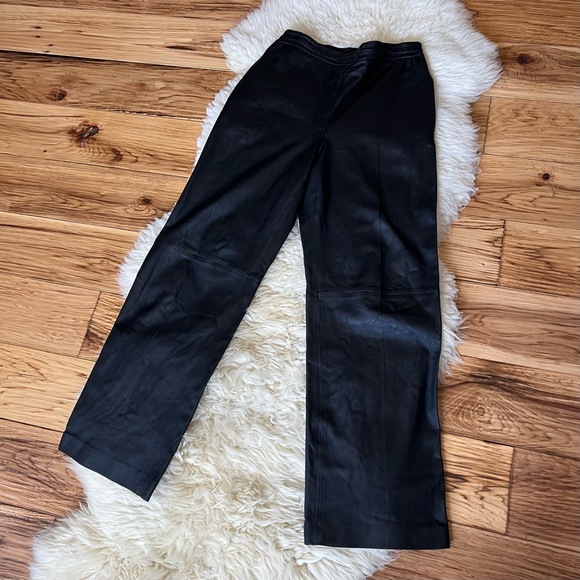 COS Black Leather Straight Leg Pants Size 6 - Picture 1 of 15
